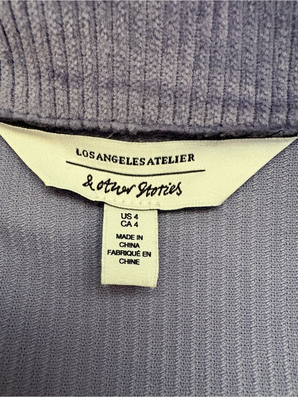 & Other Stories Lilac Corduroy Jumpsuit Front Zip Matching Fabric Belt Size 4 - Picture 5 of 13